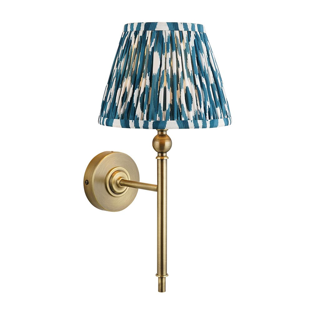 Lille & Ikat 20cm Wall Antique brass plate & marlin blue fabric