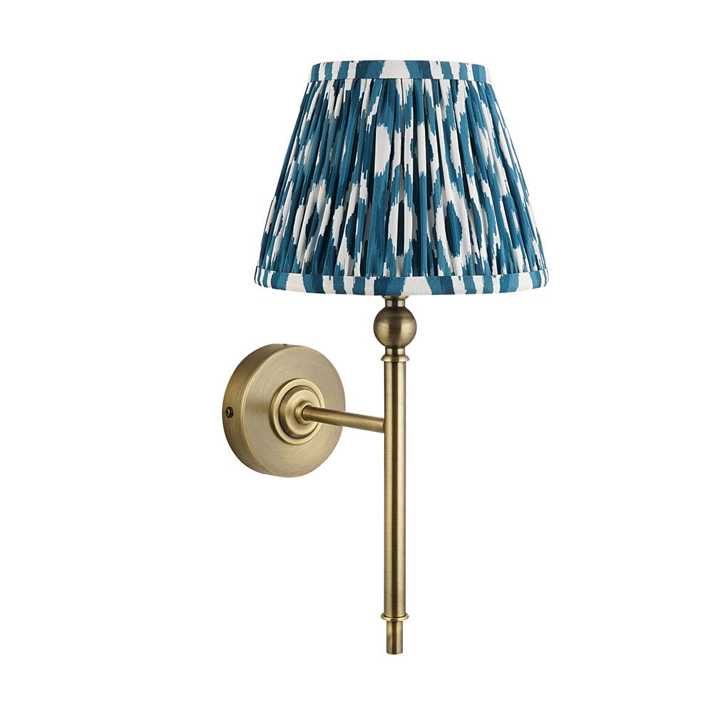 Lille & Ikat 20cm Wall Antique brass plate & marlin blue fabric