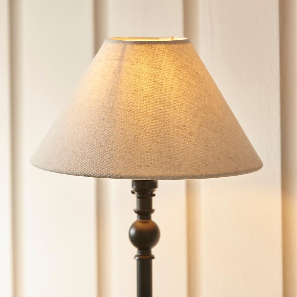 Lille Table 22cm Shade Matt black & natural linen