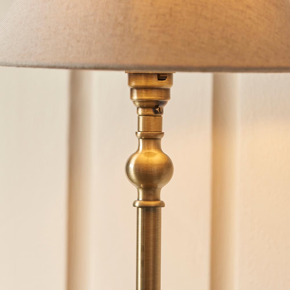 Lille Table 22cm Shade Antique brass plate & natural linen