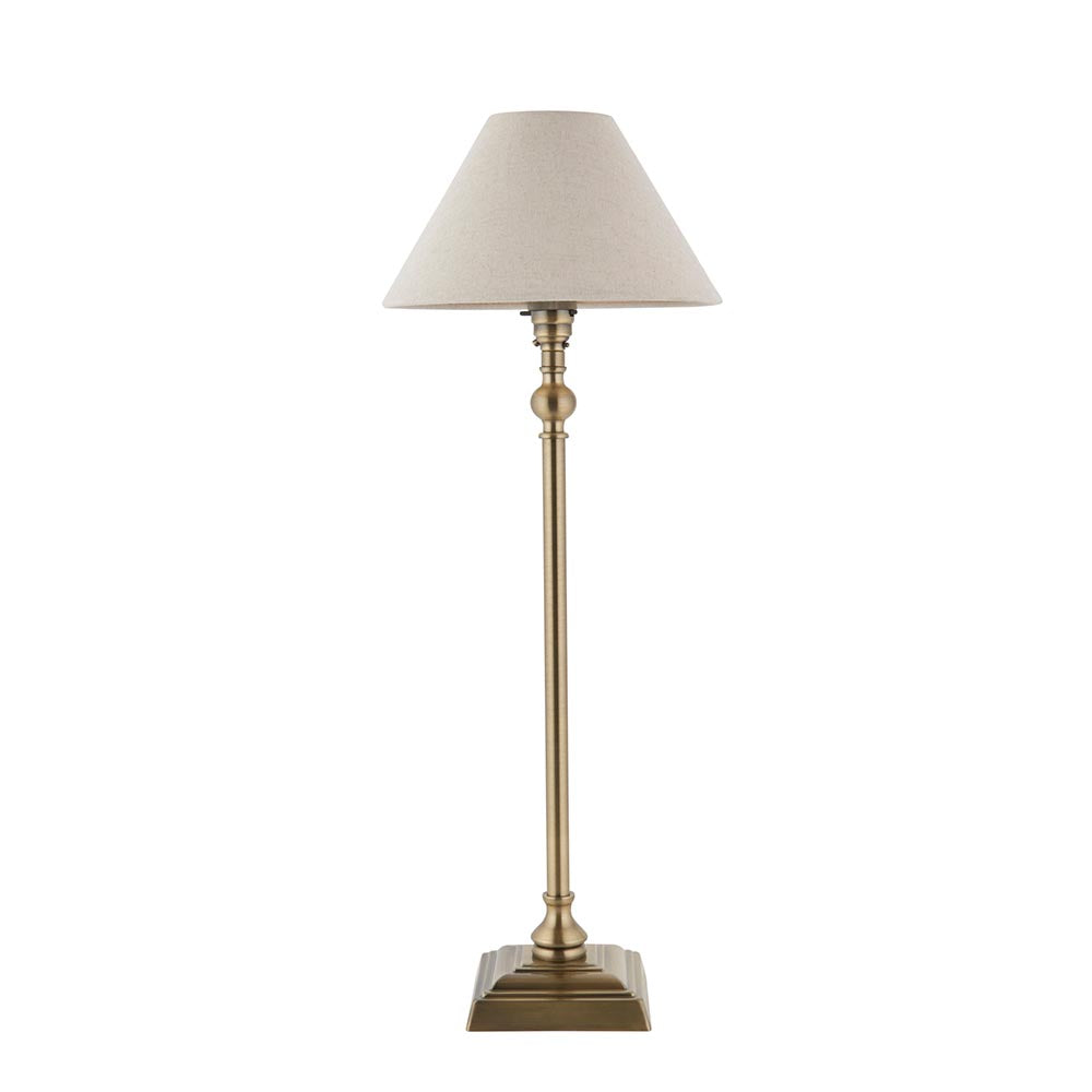 Lille Table 22cm Shade Antique brass plate & natural linen