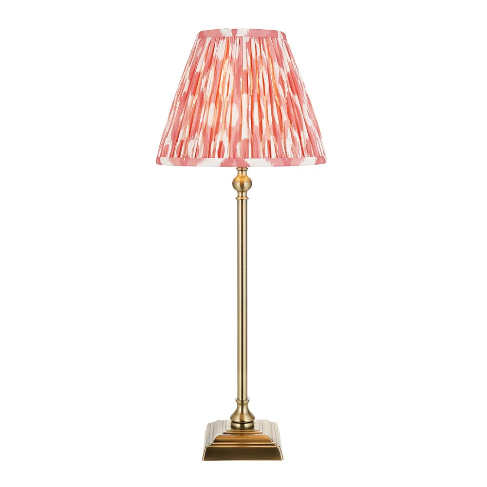 Lille & Ikat 25cm Table Antique brass plate & coral pink fabric