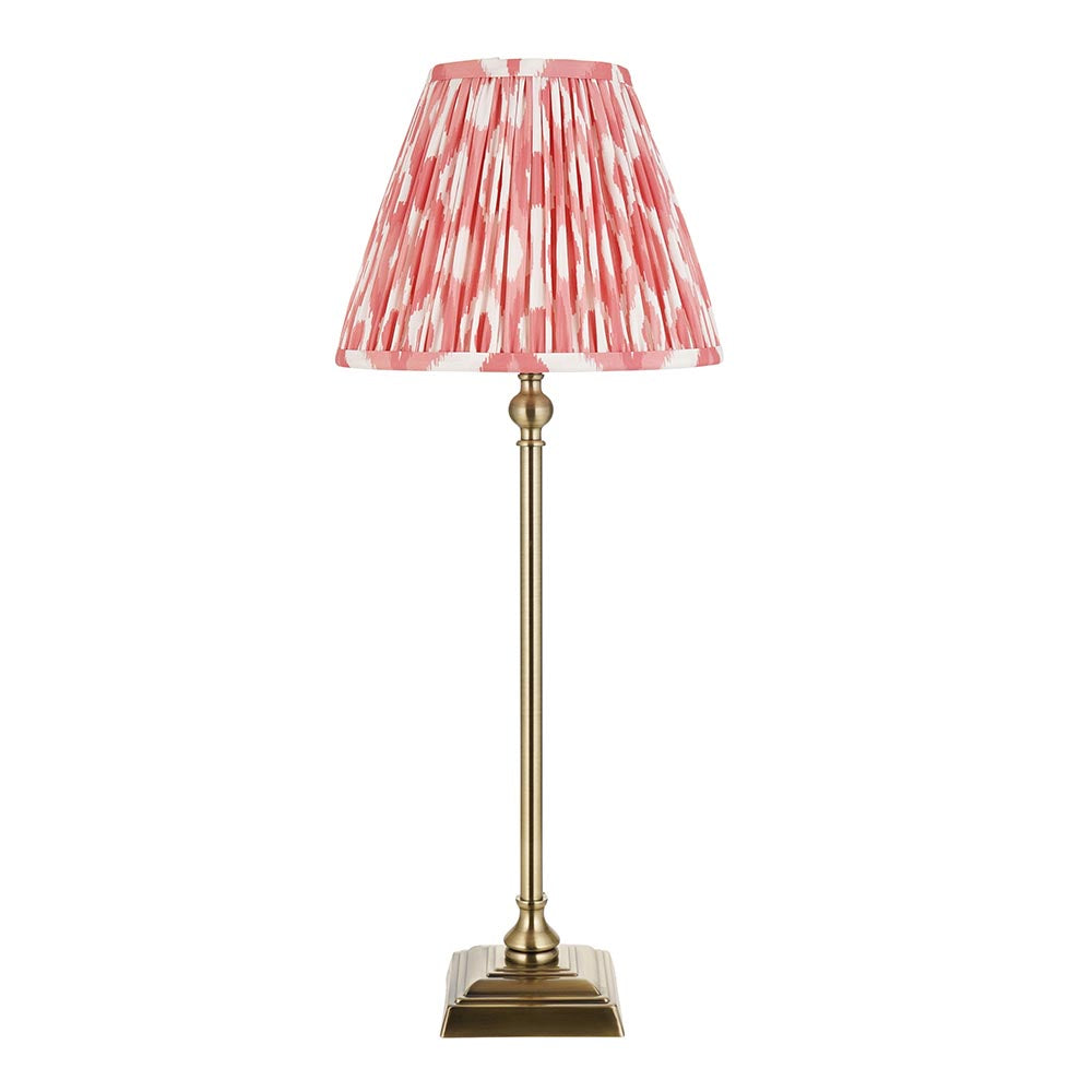 Lille & Ikat 25cm Table Antique brass plate & coral pink fabric