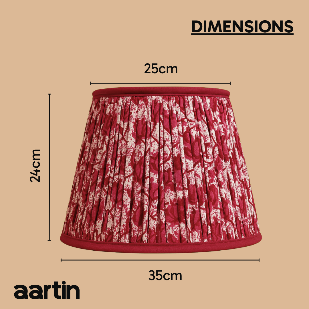 AARTIN 35 CM CRIMSON BLOOMS STRAIGHT EMPIRE GATHERED LAMPSHADE IN COTTON