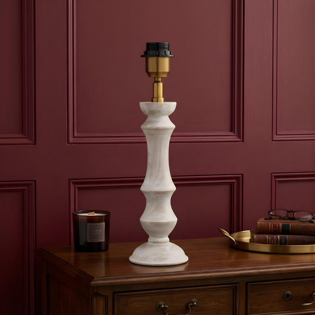AARTIN Eliza Wood Table Lamp - Whitewash Wood Finish ( Base Only )