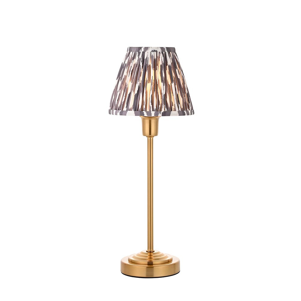 Rise & Ikat 16cm Table Vintage brass finish & pearl grey fabric