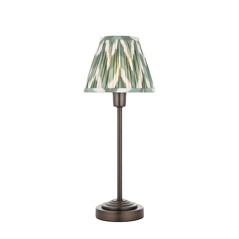 Rise & Zigzag 16cm Table Antique bronze plate & cotswold green fabric