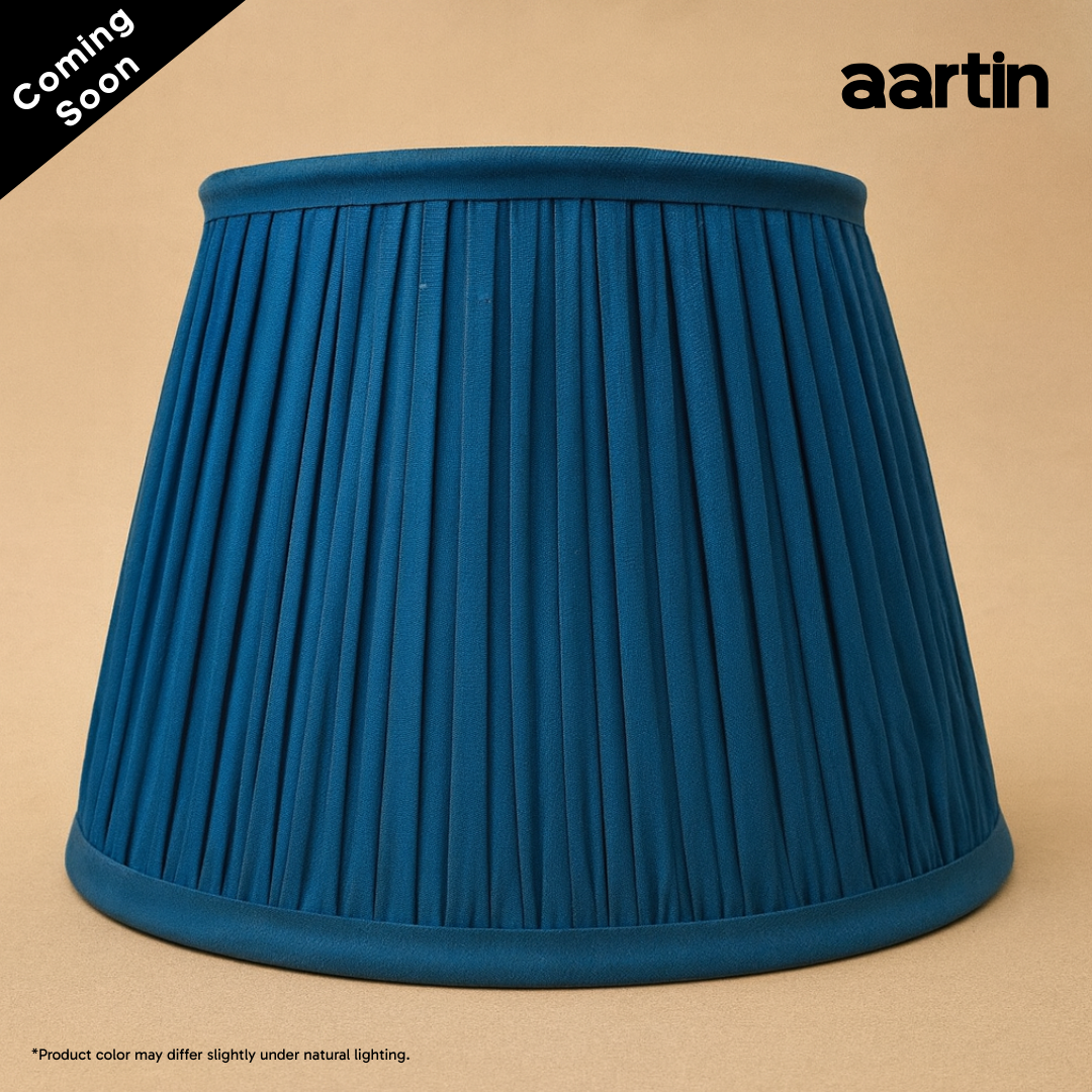 AARTIN STRAIGHT EMPIRE GATHERED LAMPSHADE IN BLUE SILK