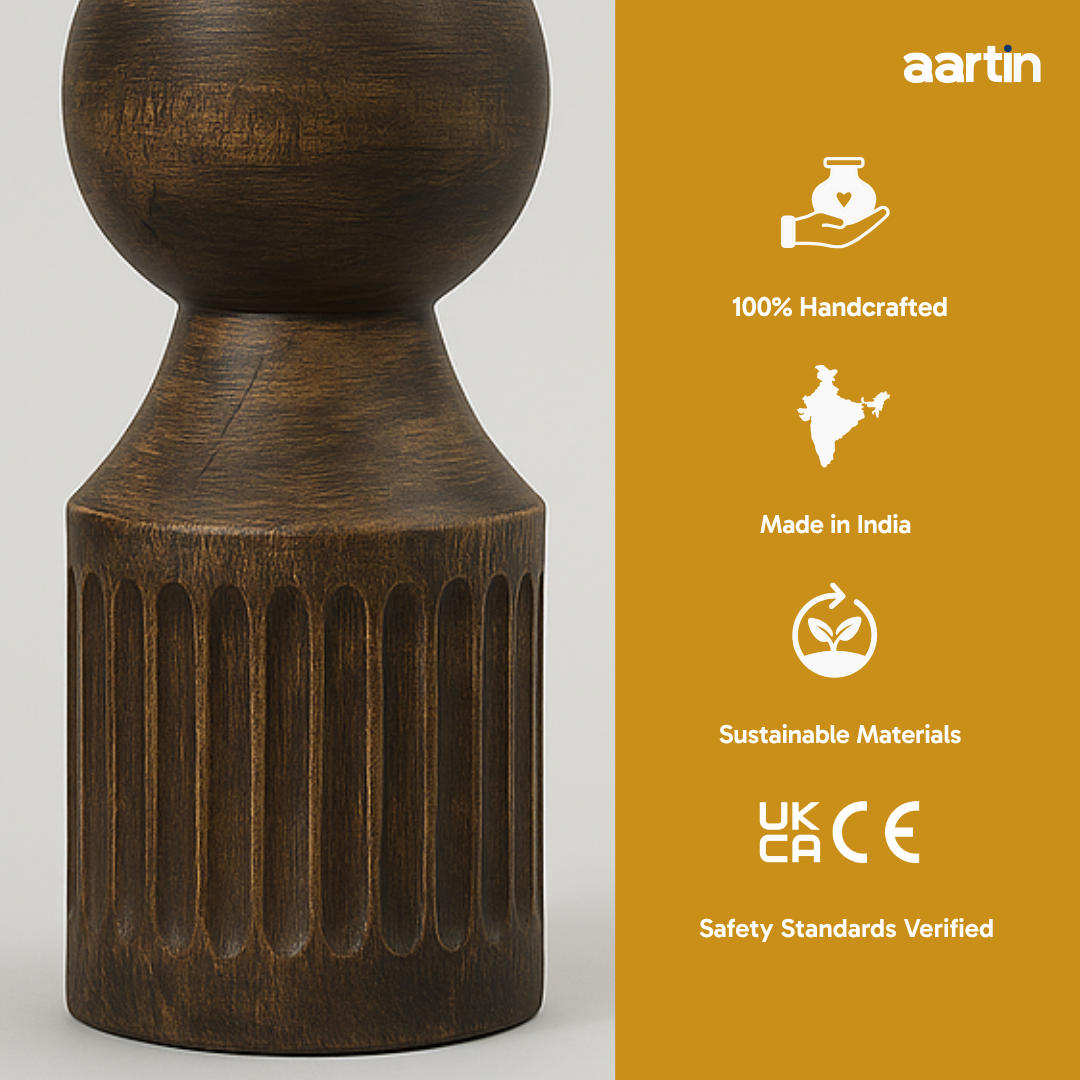 AARTIN TESSA TABLE LAMP IN WOOD WITH DARK NATURAL WOOD FINISH (BASE ONLY)