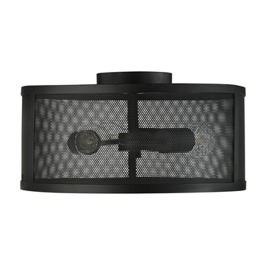 Searchlight Fishnet 3Lt Drum Pendant Matt Black - Comet Lighting
