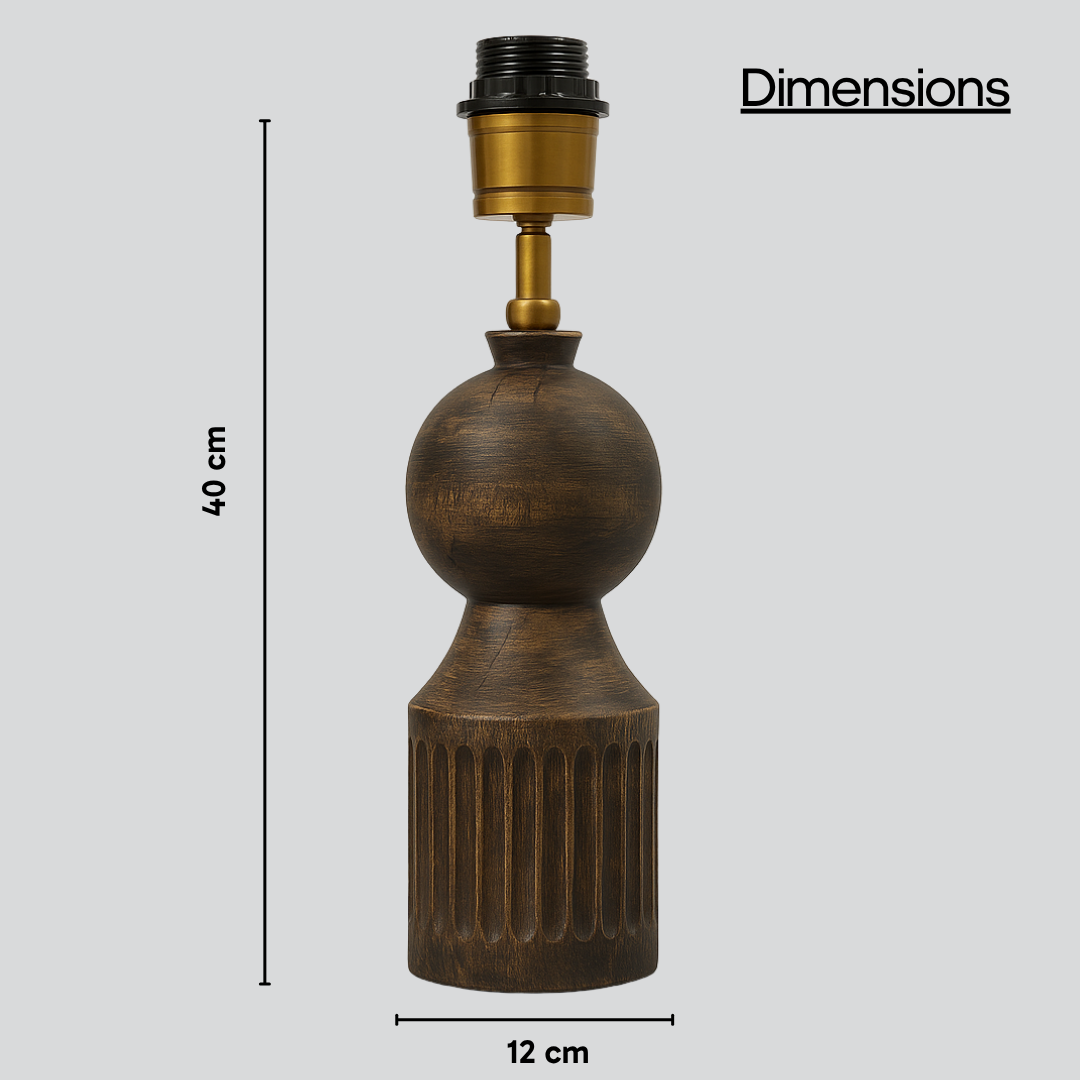 AARTIN TESSA TABLE LAMP IN WOOD WITH DARK NATURAL WOOD FINISH (BASE ONLY)