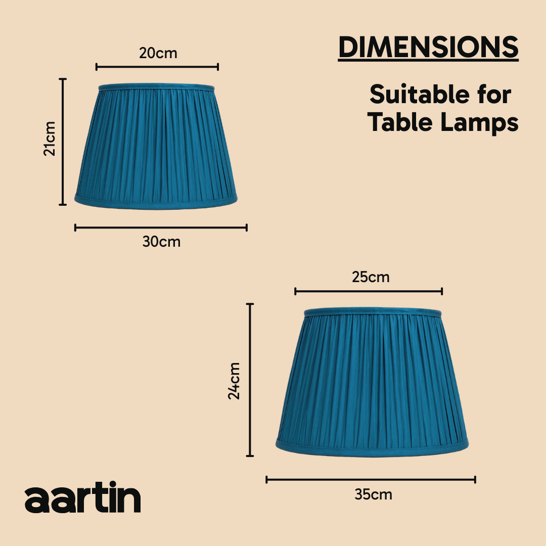 AARTIN STRAIGHT EMPIRE GATHERED LAMPSHADE IN BLUE SILK