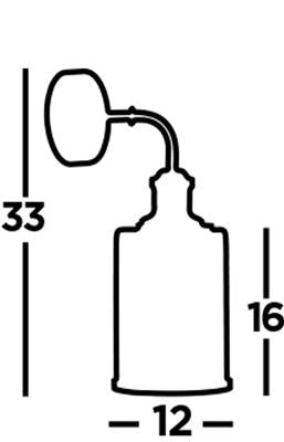 Searchlight Pipes 1Lt Wall Light - Antique Brass With Seeded Glass