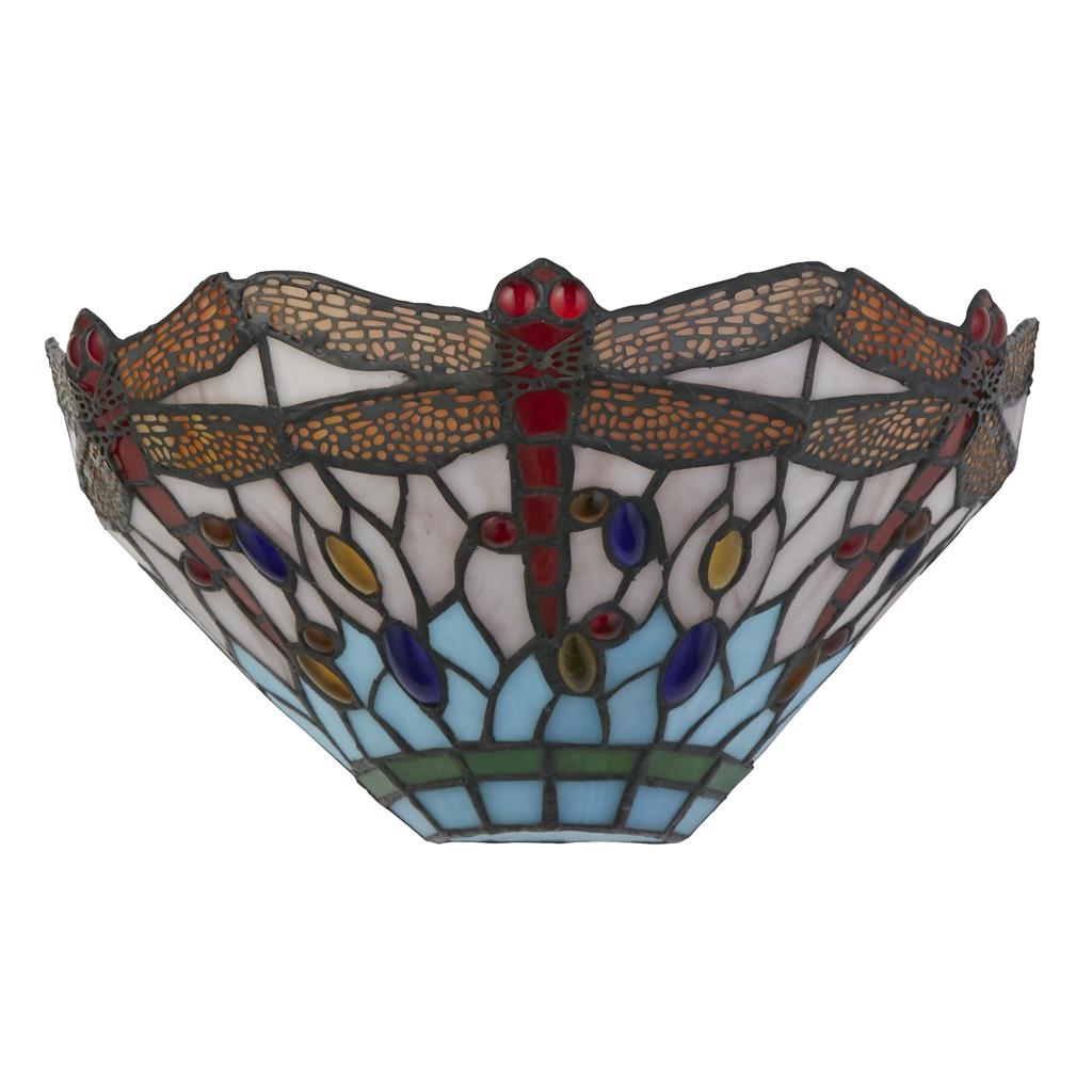 Dragonfly Wall Light - Antique Brass Metal & Stained Glass