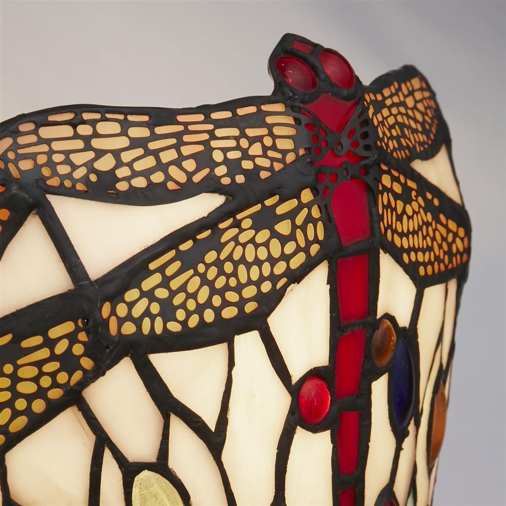 Dragonfly Wall Light - Antique Brass Metal & Stained Glass