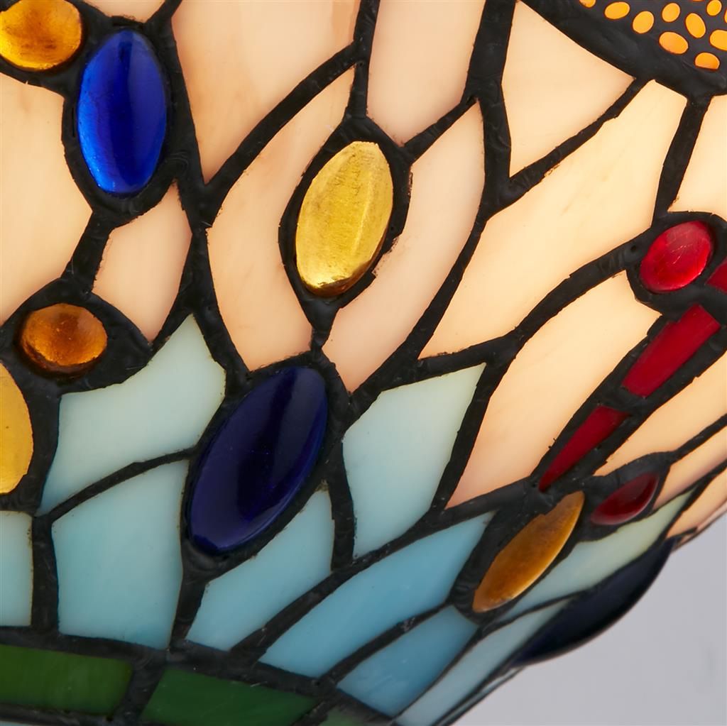 Dragonfly Wall Light - Antique Brass Metal & Stained Glass