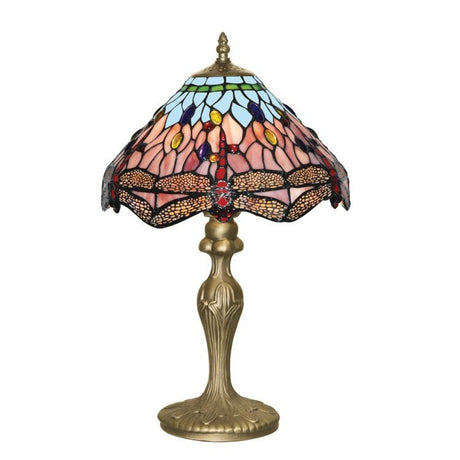 Searchlight Dragonfly Brass Table Lamp Tiffany Glass