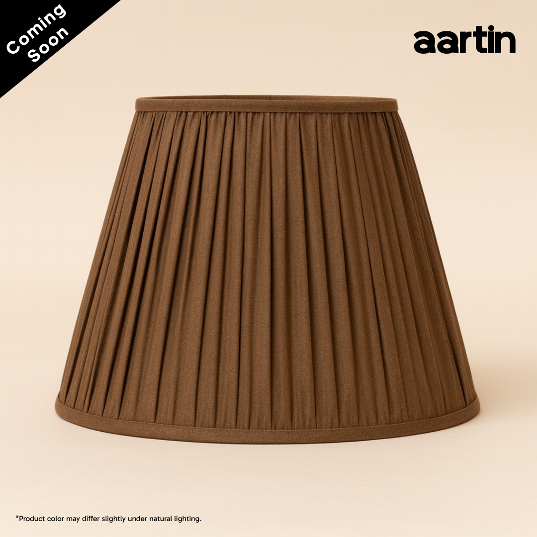AARTIN STRAIGHT EMPIRE GATHERED LAMPSHADE IN TAUPE SILK