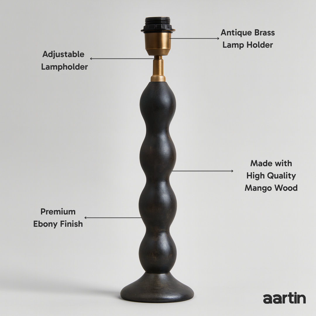 AARTIN RIPPLE TABLE LAMP IN WOOD WITH EBONY FINISH (BASE ONLY)