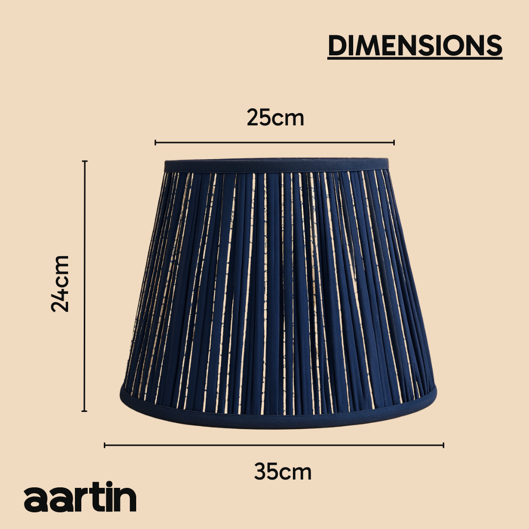 AARTIN 35 CM BLUE & WHITE STRIPES STRAIGHT EMPIRE GATHERED LAMPSHADE IN COTTON