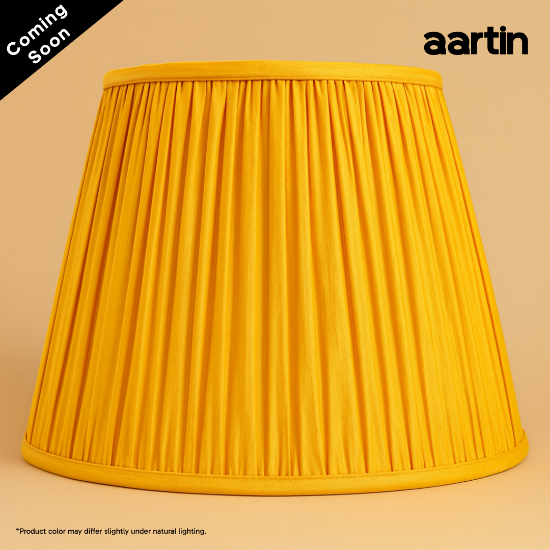 AARTIN STRAIGHT EMPIRE GATHERED LAMPSHADE IN YELLOW SILK