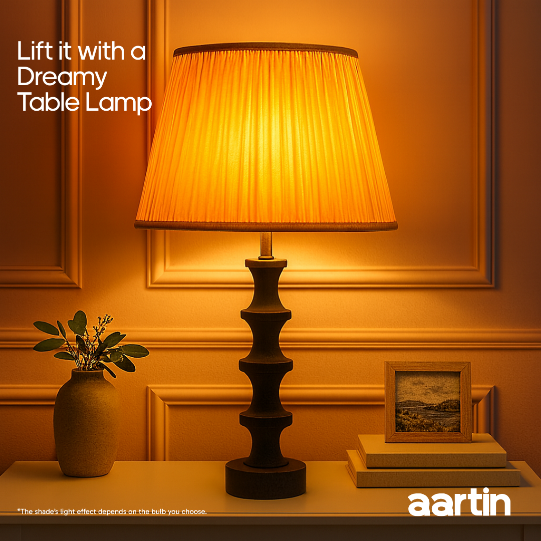 AARTIN STRAIGHT EMPIRE GATHERED LAMPSHADE IN YELLOW SILK