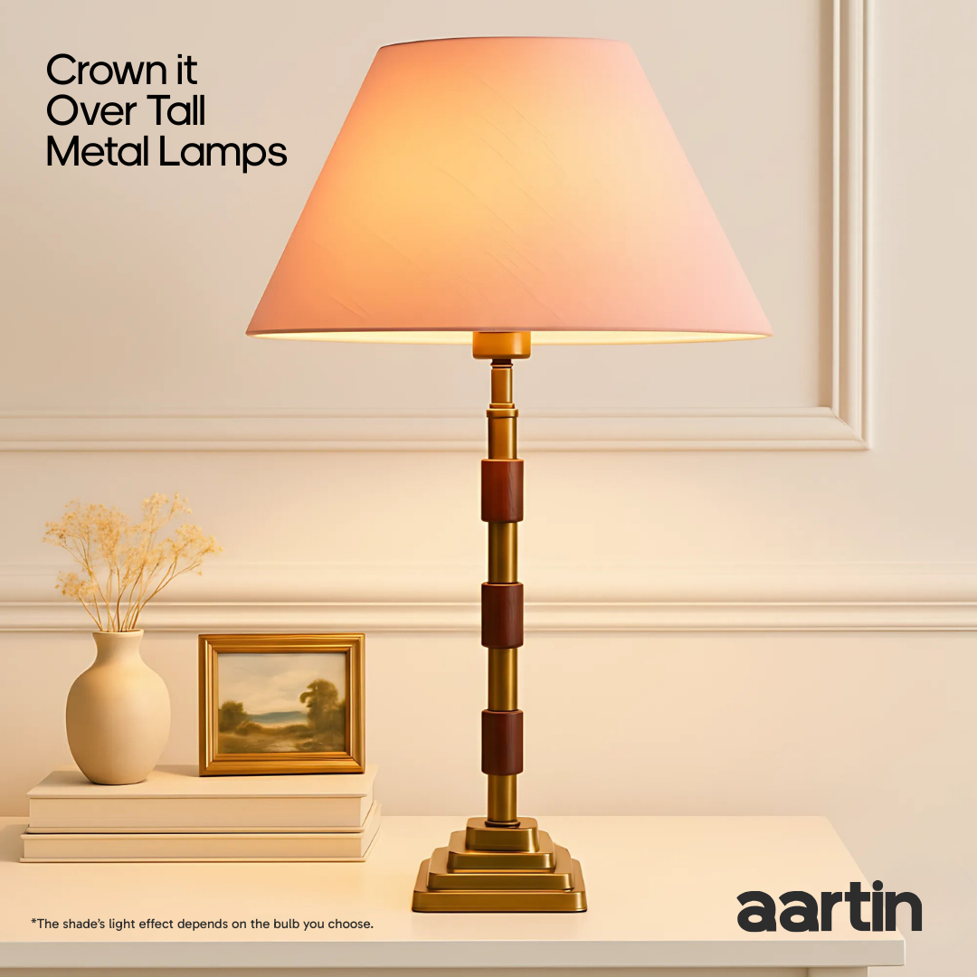 AARTIN EMPIRE ROLLED LAMPSHADE IN LIGHT PINK SILK