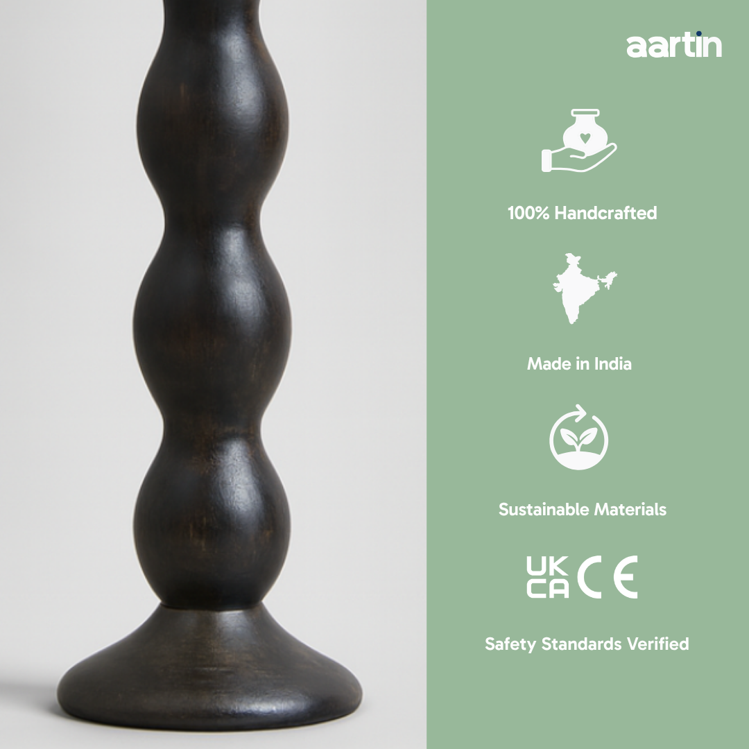 AARTIN RIPPLE TABLE LAMP IN WOOD WITH EBONY FINISH (BASE ONLY)