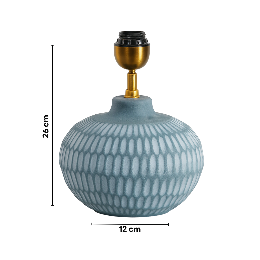 AARTIN York Ceramic Table Lamp With Blue Silk Gathered Lampshade