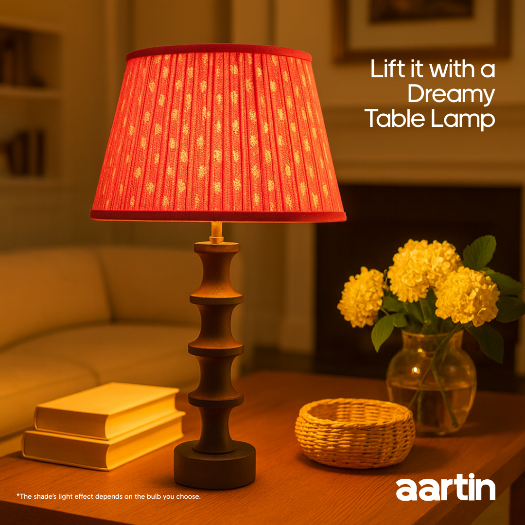 AARTIN 35 CM FUCHSIA FERNS STRAIGHT EMPIRE GATHERED LAMPSHADE IN COTTON