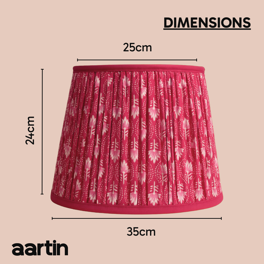 AARTIN 35 CM FUCHSIA FERNS STRAIGHT EMPIRE GATHERED LAMPSHADE IN COTTON