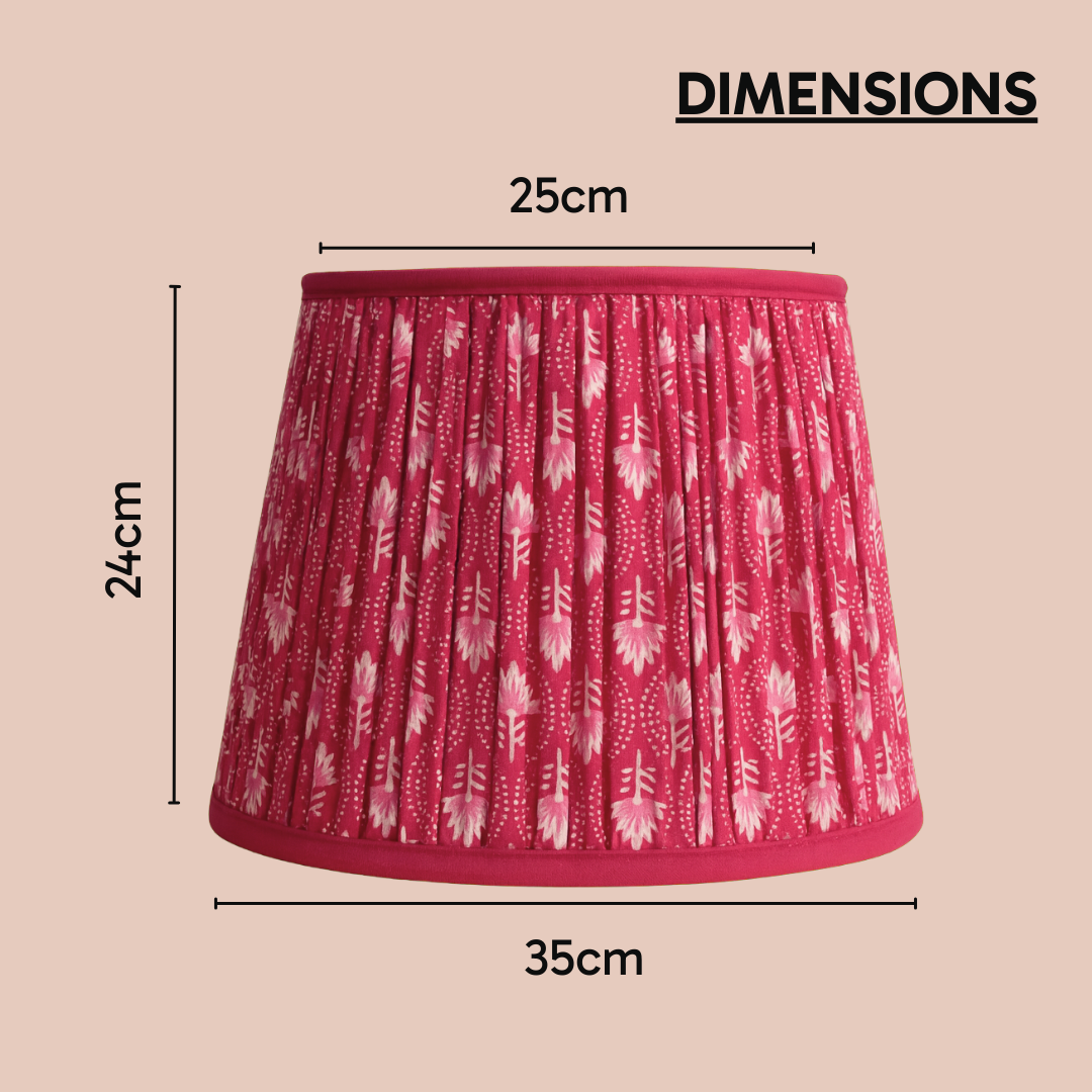 AARTIN 35 CM FUCHSIA FERNS STRAIGHT EMPIRE GATHERED LAMPSHADE IN COTTON