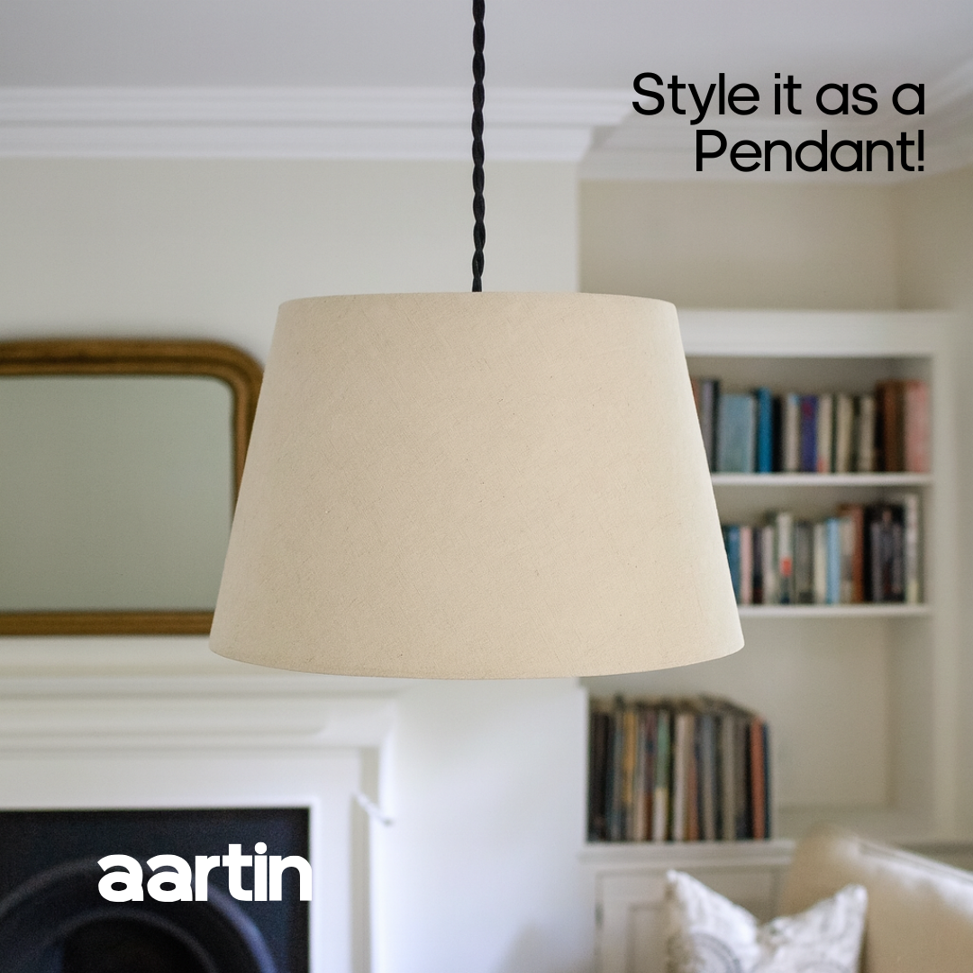 AARTIN NATURAL LINEN STRAIGHT EMPIRE ROLLED LAMPSHADE
