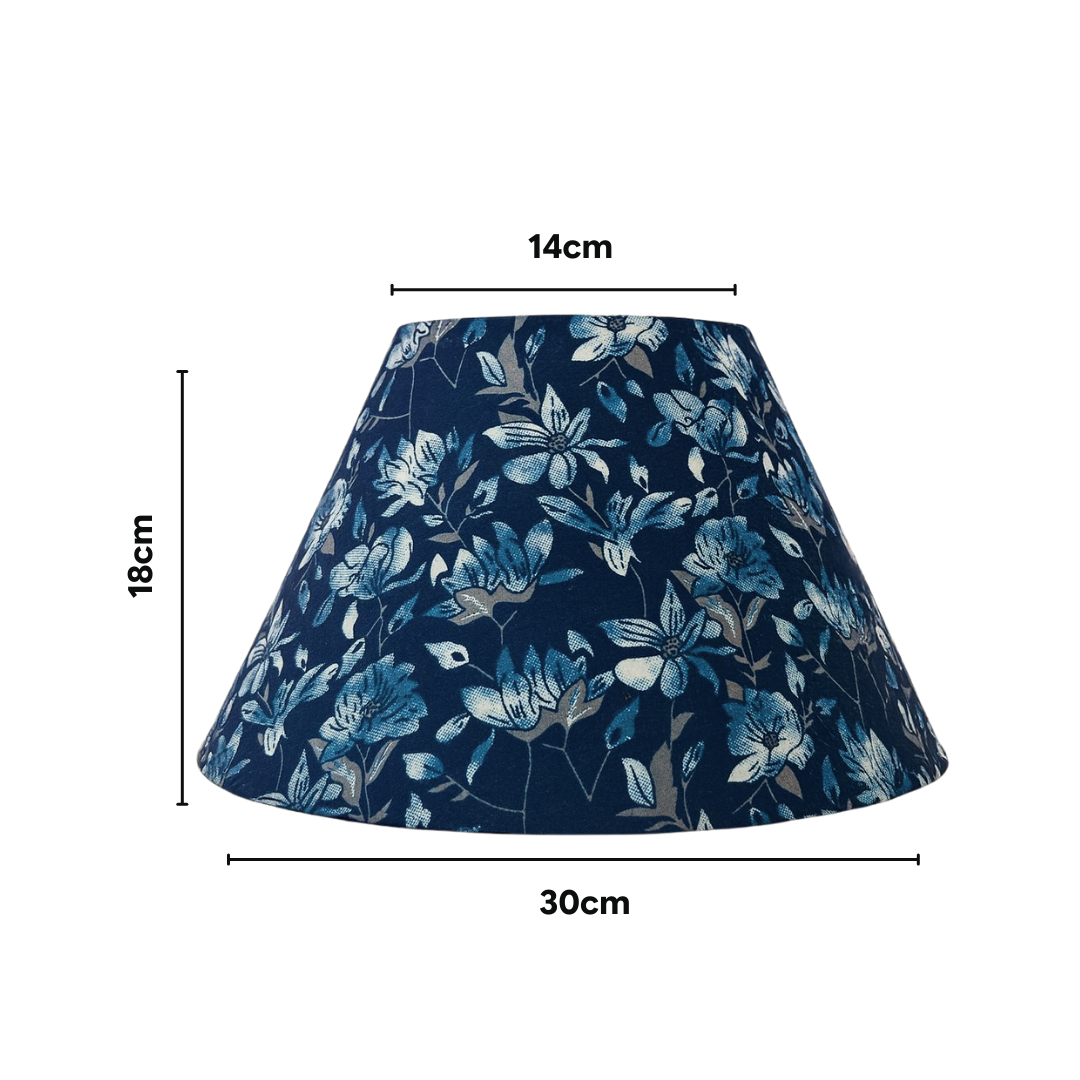 AARTIN Lily Metal Table Lamp With Indigo Blooms Lampshade