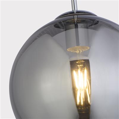 Searchlight Balls 1-Light Round Pendant| Smoked Glass| Chrome
