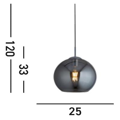Searchlight Balls 1-Light Round Pendant| Smoked Glass| Chrome