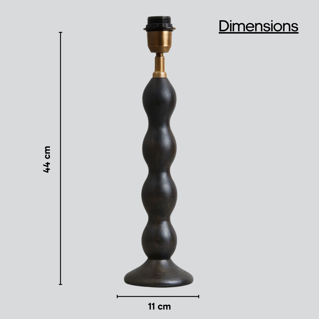 AARTIN RIPPLE TABLE LAMP IN WOOD WITH EBONY FINISH (BASE ONLY)