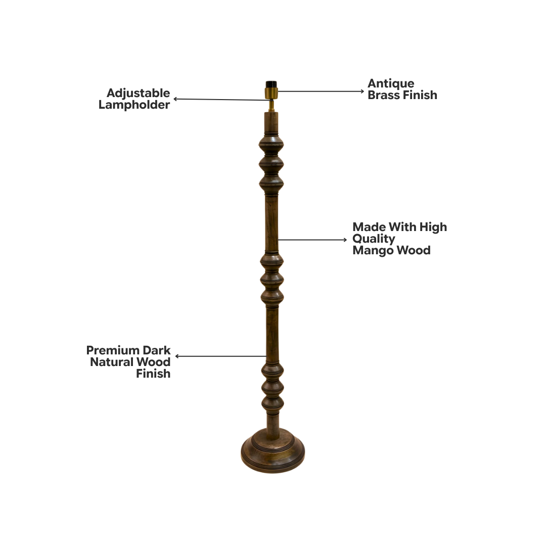 AARTIN Juno Wood Floor Lamp - Natural Wood Finish (Base Only)