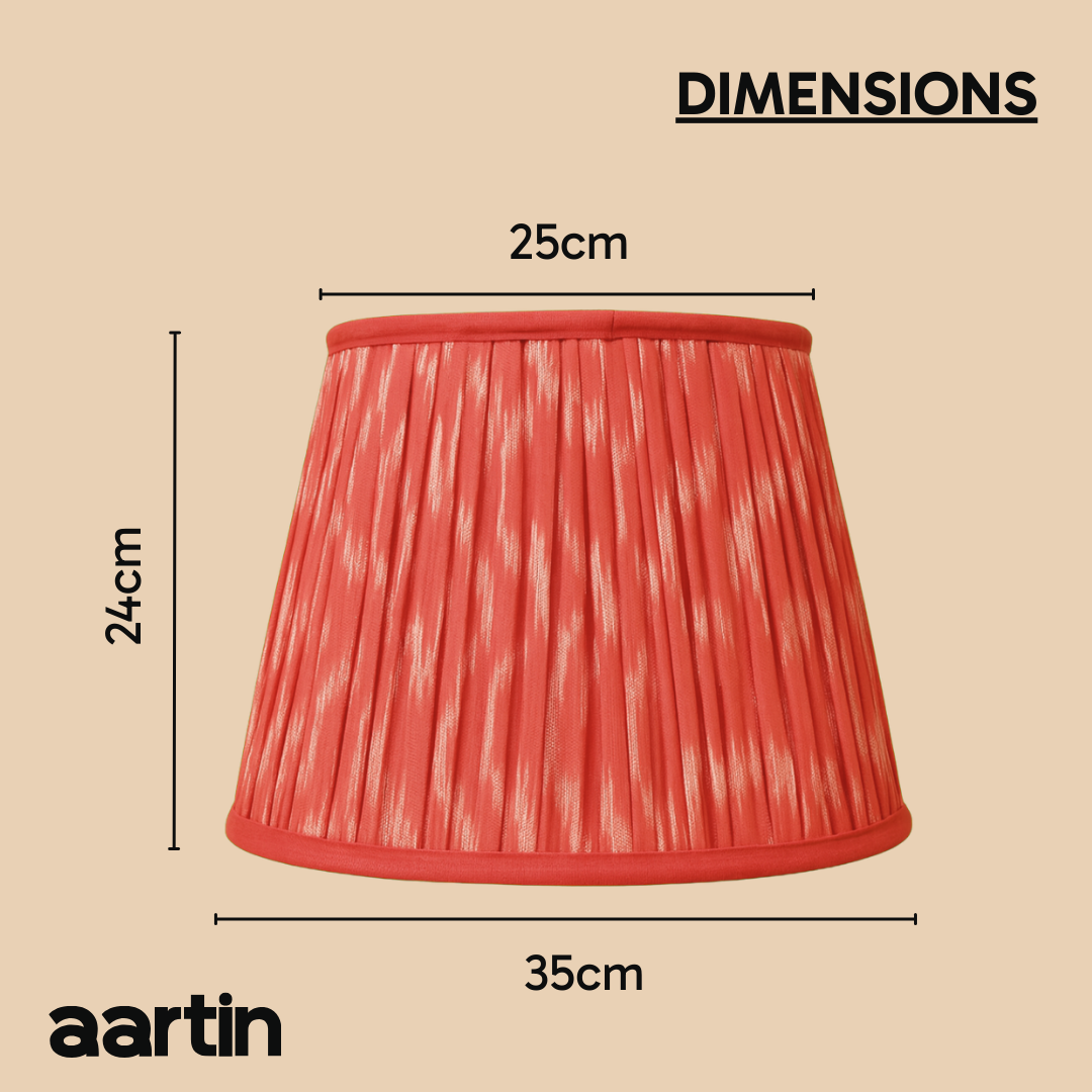 AARTIN 35 CM RED IKAT STRAIGHT EMPIRE GATHERED LAMPSHADE IN COTTON