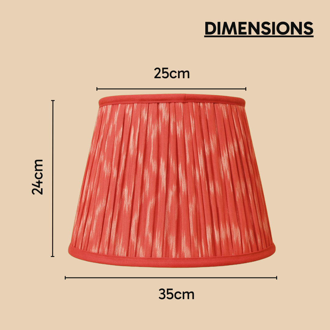 AARTIN 35 CM CORAL PINK IKAT STRAIGHT EMPIRE GATHERED LAMPSHADE IN COTTON