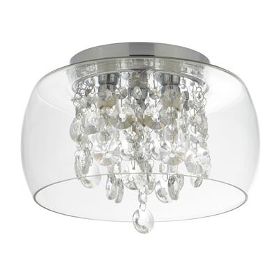 Searchlight Bathroom Clear Glass Shade 3Lt Flush| Crystal Drops - Comet Lighting
