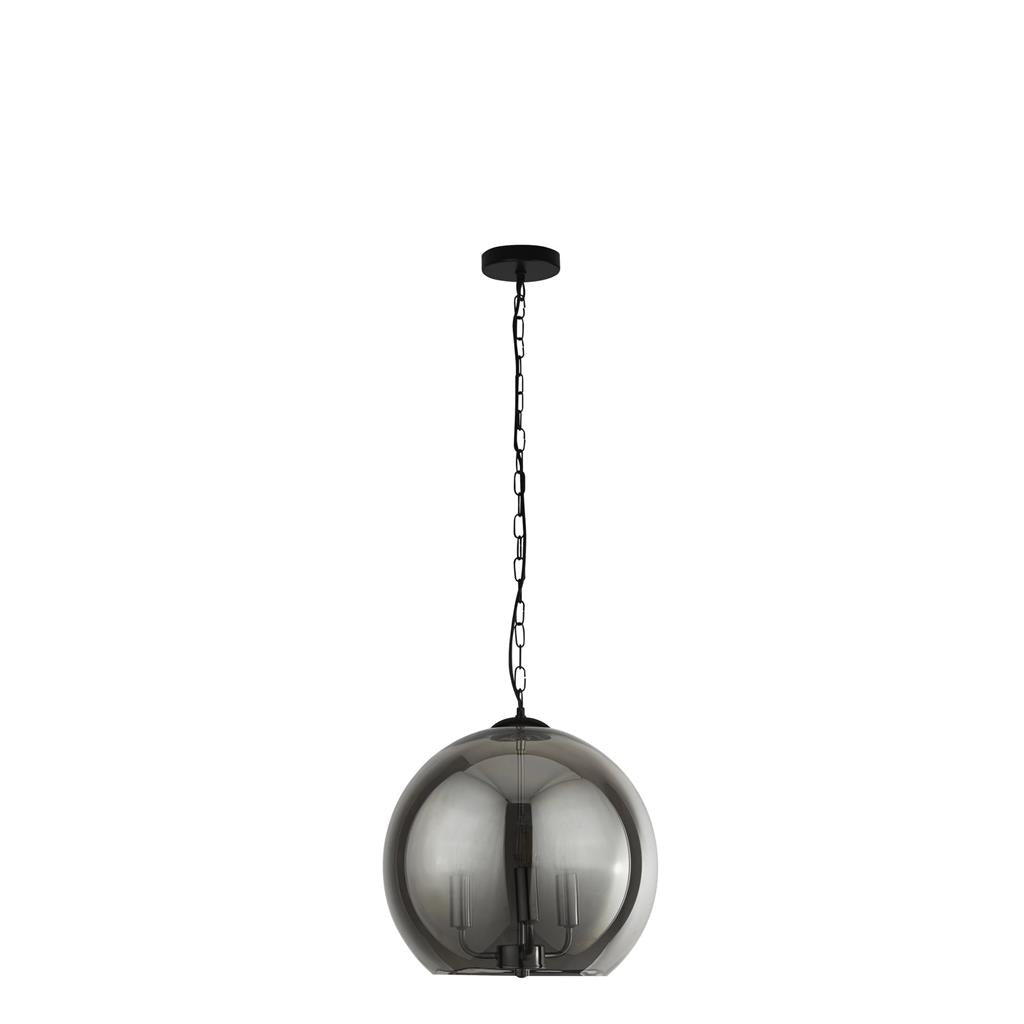 Milverton 3Lt Pendant Ceiling Light Black/Chrome - Comet Lighting