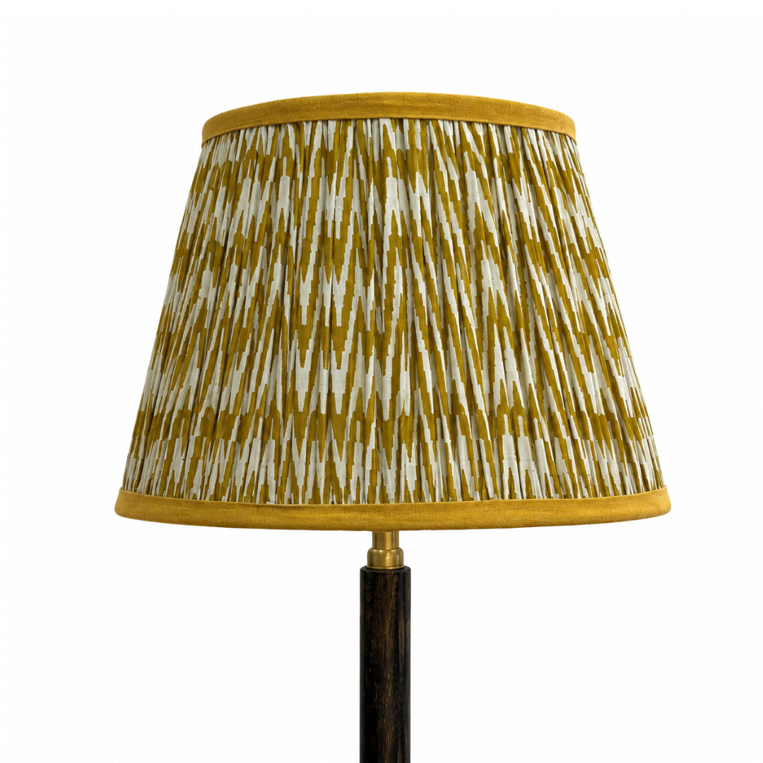 AARTIN 30 CM Mustard Yellow Chevrons Cotton Lampshade - Straight Empire ( Shade Only )