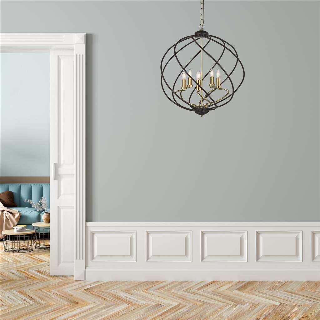 Flow 5Lt Pendant - Black Metal & Bronze - Comet Lighting