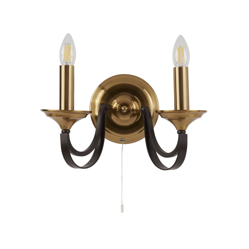 Belfry 2Lt Wall Light - Dark Bronze & Brown Metal - Comet Lighting