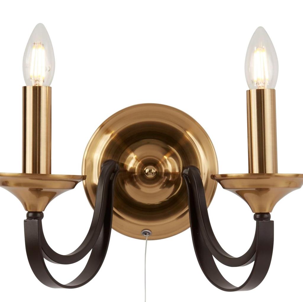 Belfry 2Lt Wall Light - Dark Bronze & Brown Metal - Comet Lighting