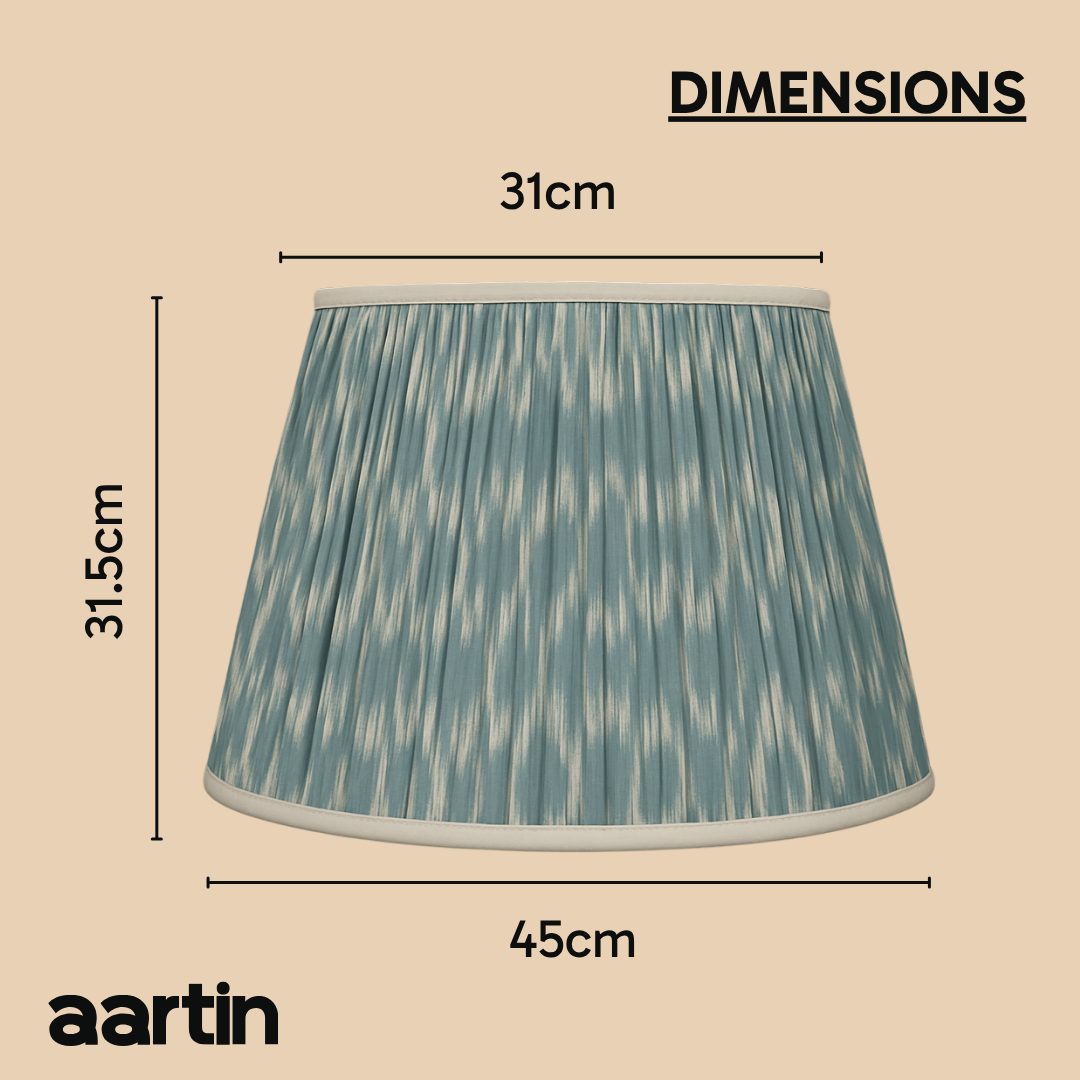 AARTIN 45 CM LIGHT BLUE IKAT STRAIGHT EMPIRE GATHERED LAMPSHADE IN COTTON
