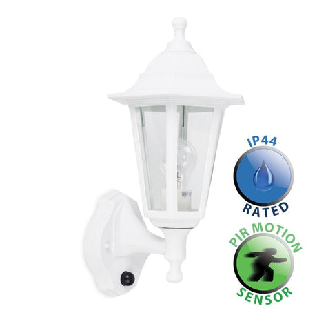 IP44 White Outdoor Wall Lantern PIR