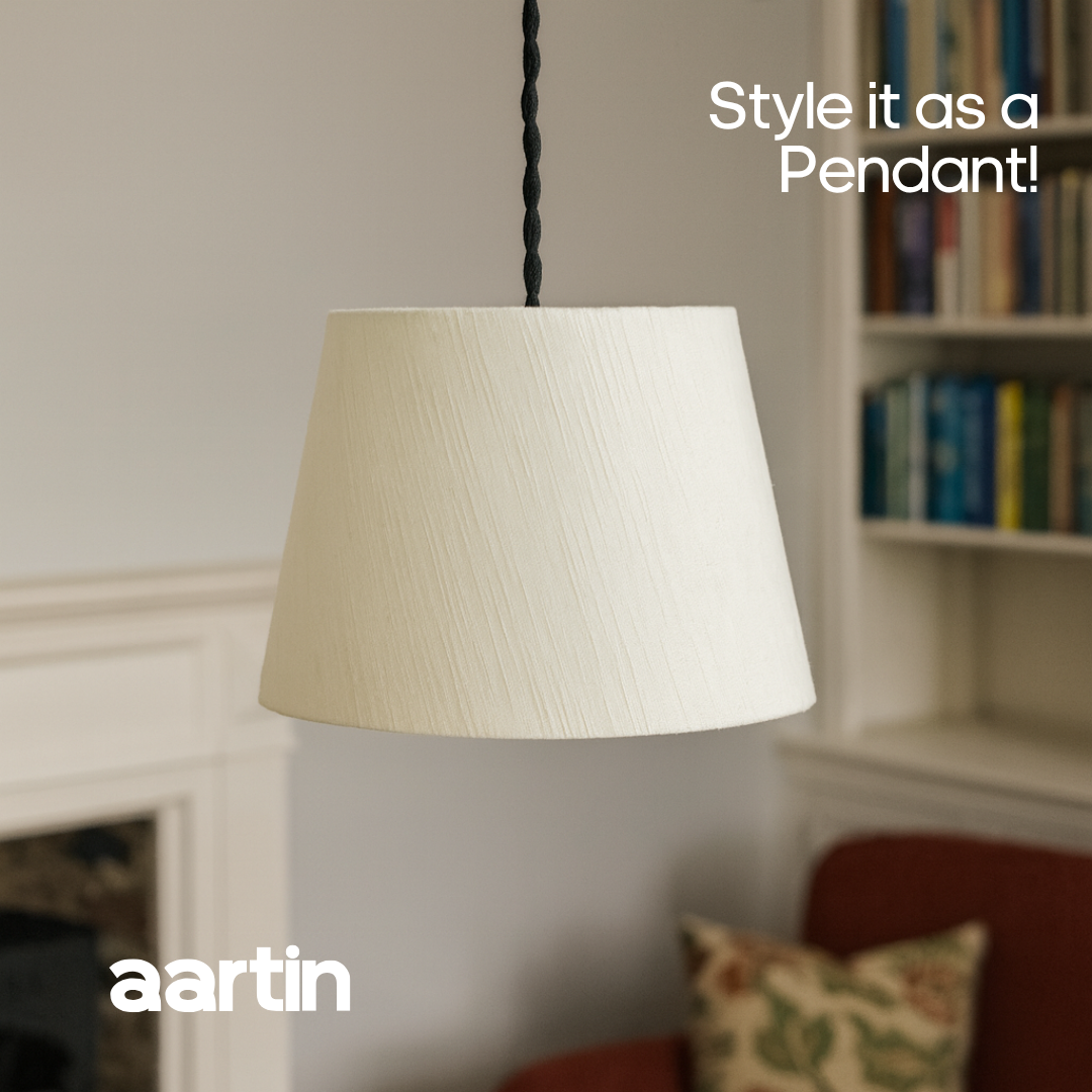 AARTIN STRAIGHT EMPIRE ROLLED LAMPSHADE IN IVORY SILK