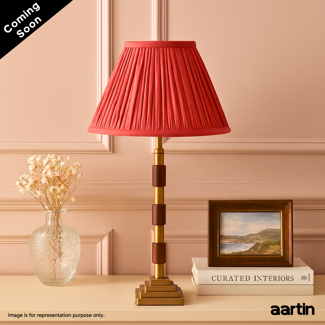 AARTIN CLOVER TABLE LAMP IN ANTIQUE BRASS & WOOD (BASE ONLY)